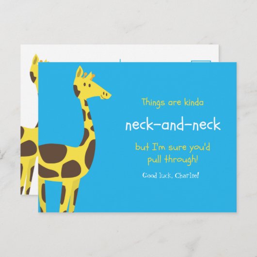 Grappige Standaard Blauwe Gele Giraffe Briefkaart (Voorkant / Achterkant)