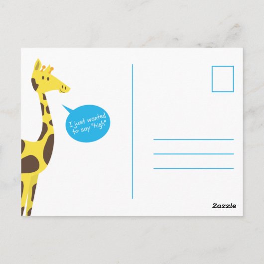 Grappige Standaard Blauwe Gele Giraffe Briefkaart (Achterkant)
