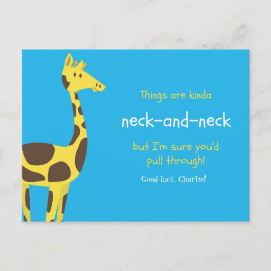 Grappige Standaard Blauwe Gele Giraffe Briefkaart (Voorkant)