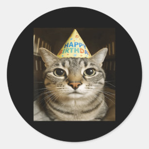 Grappige Starende Meme Kat Verjaardag Groet S Jong Ronde Sticker
