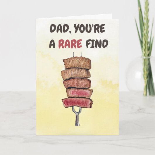 Grappige Steak Vaderdagkaart - Zeldzame Vader BBQ Kaart (Voorkant)