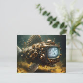 Grappige Steampunk Catfish Briefkaart (Staand voorkant)