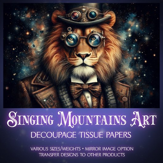 Grappige Steampunk Fantasy Lion Decoupage Tissuepapier