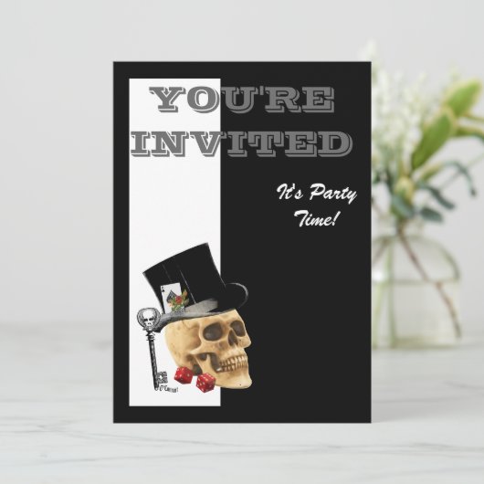 Grappige Steampunk gotische gokker schedel Kaart (Staand voorkant)