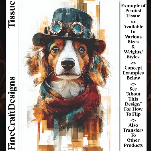 Grappige Steampunk Hond Illustratie DB2 Decoupage Tissuepapier