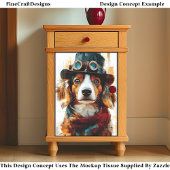 Grappige Steampunk Hond Illustratie DB2 Decoupage Tissuepapier