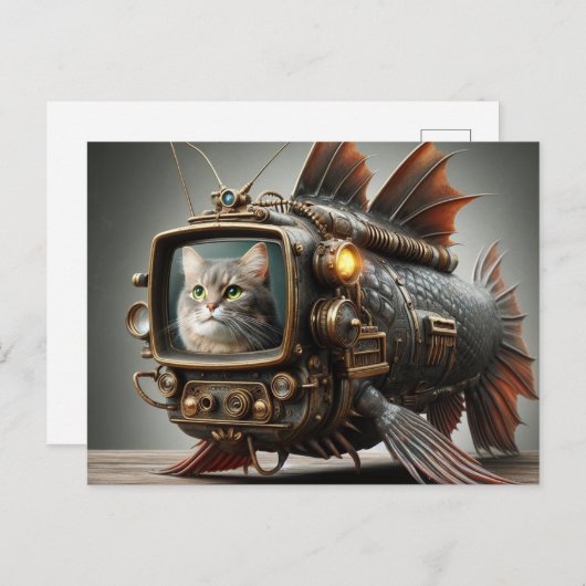 Grappige Steampunk TV Catfish Briefkaart (Voorkant / Achterkant)