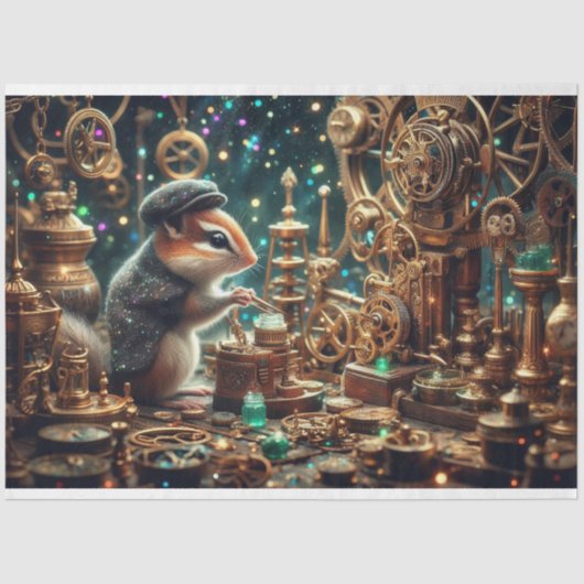 Grappige Steampunk Victoriaans Chipmunk Decoupage Tissuepapier (Voorkant)