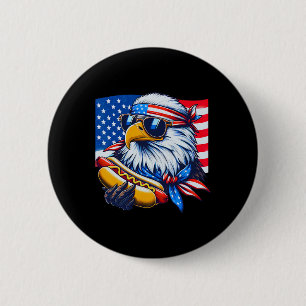 Grappige Steenarend Hotdog Amerikaanse Vlag 4 juli Ronde Button 5,7 Cm