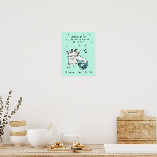 Grappige Steenbok poster Zodiac Kat Sterren teken  (Keuken)