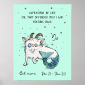 Grappige Steenbok poster Zodiac Kat Sterren teken  (Voorkant)