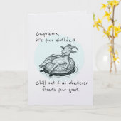 Grappige Steenbok Zwevende Geit Zodiac Verjaardag Kaart (Gele Bloem)