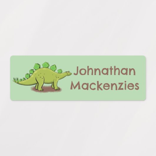 Grappige stegosaurus dinosaurus cartoon gepersonal labels (Design 1)