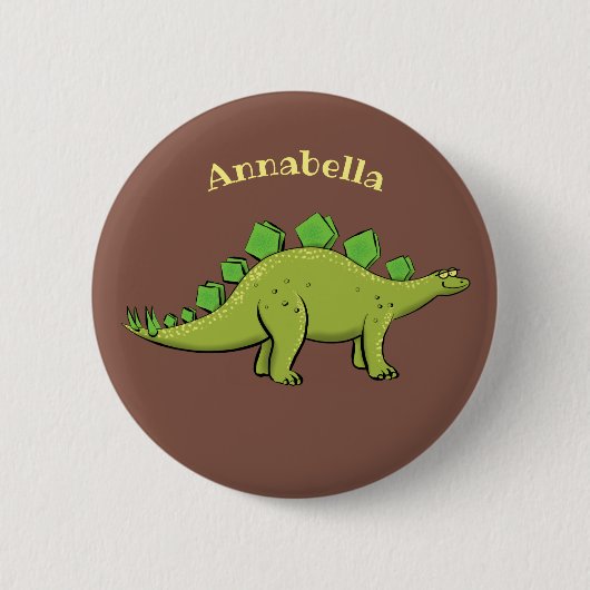Grappige stegosaurus dinosaurus cartoon ronde button 5,7 cm (Voorkant)