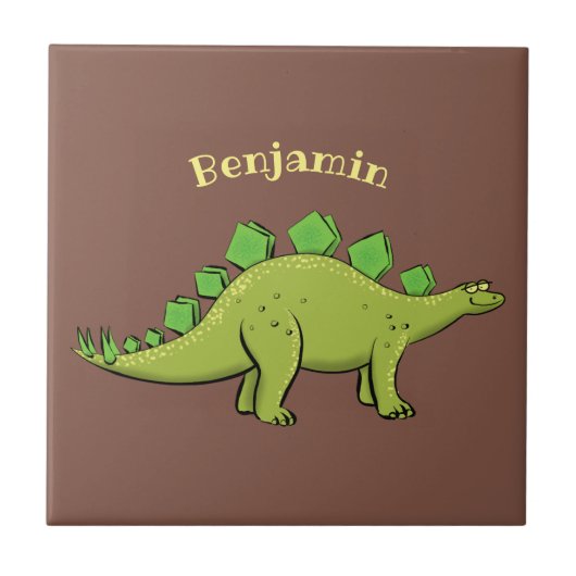 Grappige stegosaurus dinosaurus cartoon tegeltje (Voorkant)