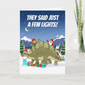 Grappige Stegosaurus Kerstverlichting Elfen Kaart (Voorkant)