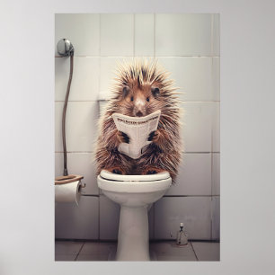 Grappige Stekelvarken Badkamer Print Dier op Toile