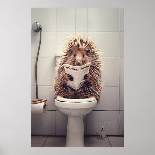 Grappige Stekelvarken Badkamer Print Dier op Toile (Voorkant)