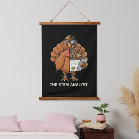 Grappige STEM-Analist Robot Turkije Thanksgiving C Hangend Wandkleed (Slaapkamer)