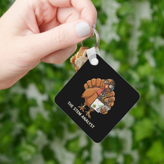 Grappige STEM-Analist Robot Turkije Thanksgiving C Sleutelhanger (Hand)