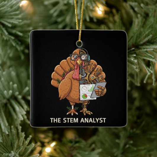Grappige STEM-Analytische Robot Kalkoen Kerstgesch Keramisch Ornament (Boom)