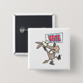 grappige stem democratische ezel cartoon vierkante button 5,1 cm (Voorkant /achterkant)
