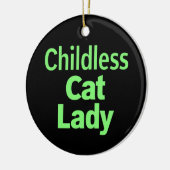 Grappige Stem Kat Dame Zonder Kinderen 2024 Keramisch Ornament (Links)