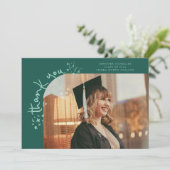 Grappige Sterren Groene Afstudeer Foto Bedankt Aankondiging (Staand voorkant)