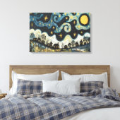 Grappige Sterrennacht over Village Canvas Art (Insitu (Slaapkamer))