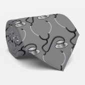 Grappige stethoscoop voor arts op grijs stropdas (Opgerold)