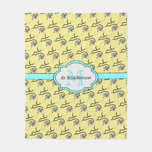 Grappige stethoscopen voor artsen op gele naam fleece deken (Voorkant)