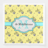 Grappige stethoscopen voor artsen op gele naam servet (Voorkant)