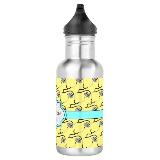 Grappige stethoscopen voor artsen op gele naam waterfles (Rechts)