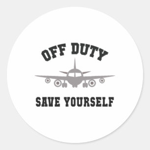 Grappige stewardess buiten dienst Red jezelf meisj Ronde Sticker