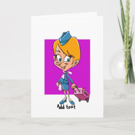Grappige stewardess cartoon lucht hostess kaart