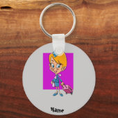 Grappige stewardess cartoon lucht hostess sleutelhanger (Voorkant)