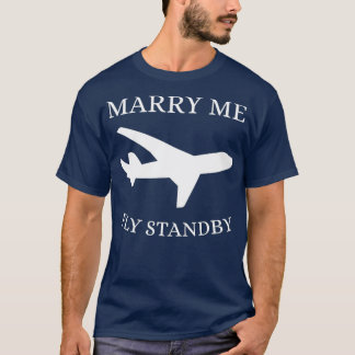 Grappige stewardess trouwen me vlieg standby t-shirt