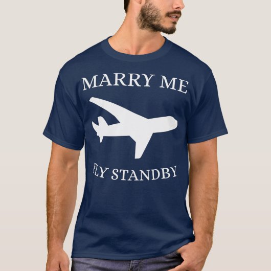 Grappige stewardess trouwen me vlieg standby t-shirt (Voorkant)