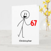 Grappige Stick Figure 67 Meme Verjaardag Kaart (Gele Bloem)