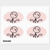 Grappige Stick Figure Doodle Ovale Sticker (Vel)