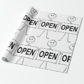 Grappige Stick Figure met Open Bord  Cadeaupapier (Uitgerold)