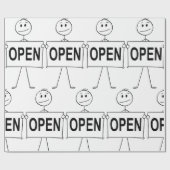 Grappige stick figuur met open teken cadeaupapier (Vlak)