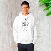 Grappige stick figuur met open teken hoodie