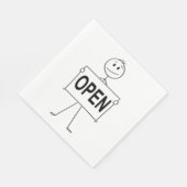 Grappige stick figuur met open teken servet (Hoek)