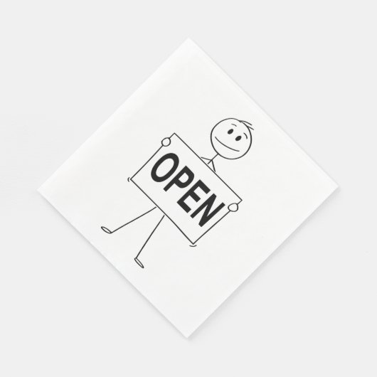 Grappige stick figuur met open teken servet (Hoek)