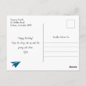 Grappige Stick Figuur Papier Vliegtuig, Aangepaste Briefkaart (Achterkant)