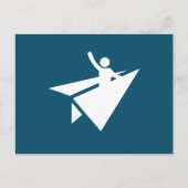 Grappige Stick Figuur Papier Vliegtuig, Aangepaste Briefkaart (Voorkant)