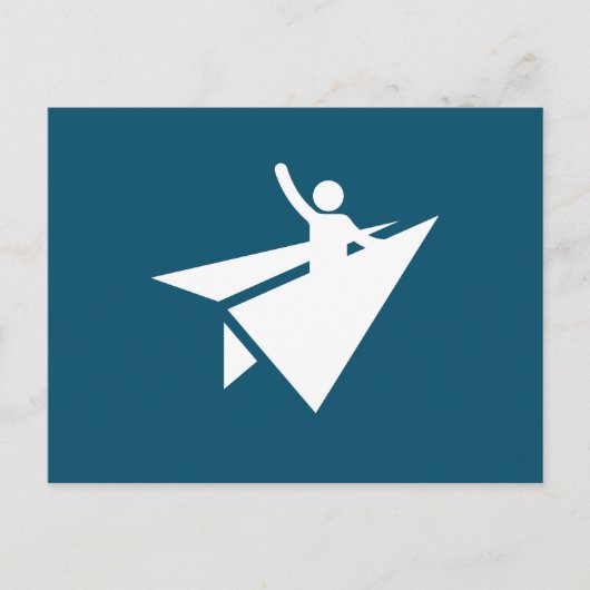 Grappige Stick Figuur Papier Vliegtuig, Aangepaste Briefkaart (Voorkant)