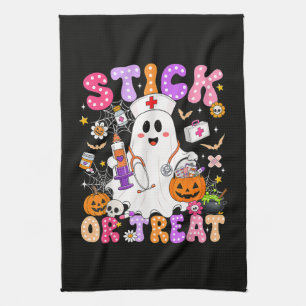 Grappige Stick Or Treat Schattige Verpleegster Gee Theedoek