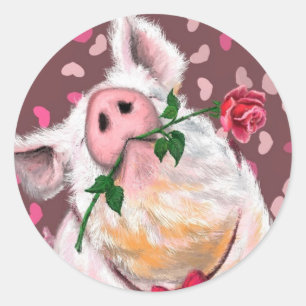 Grappige Sticker met Gentleman Pig - Love